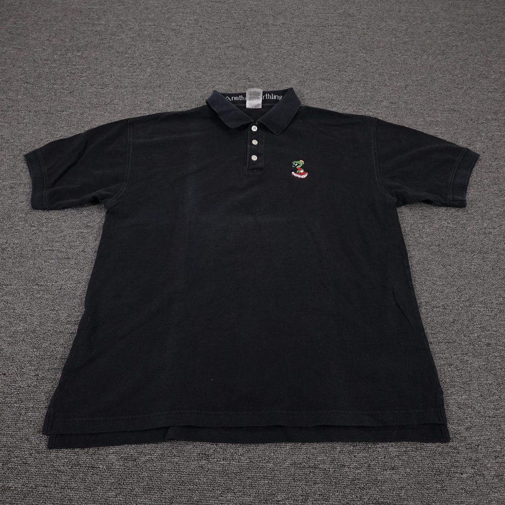 Vintage Warner Bros Studio Store Polo Shirt Mens Large Black Marvin‎ Martian